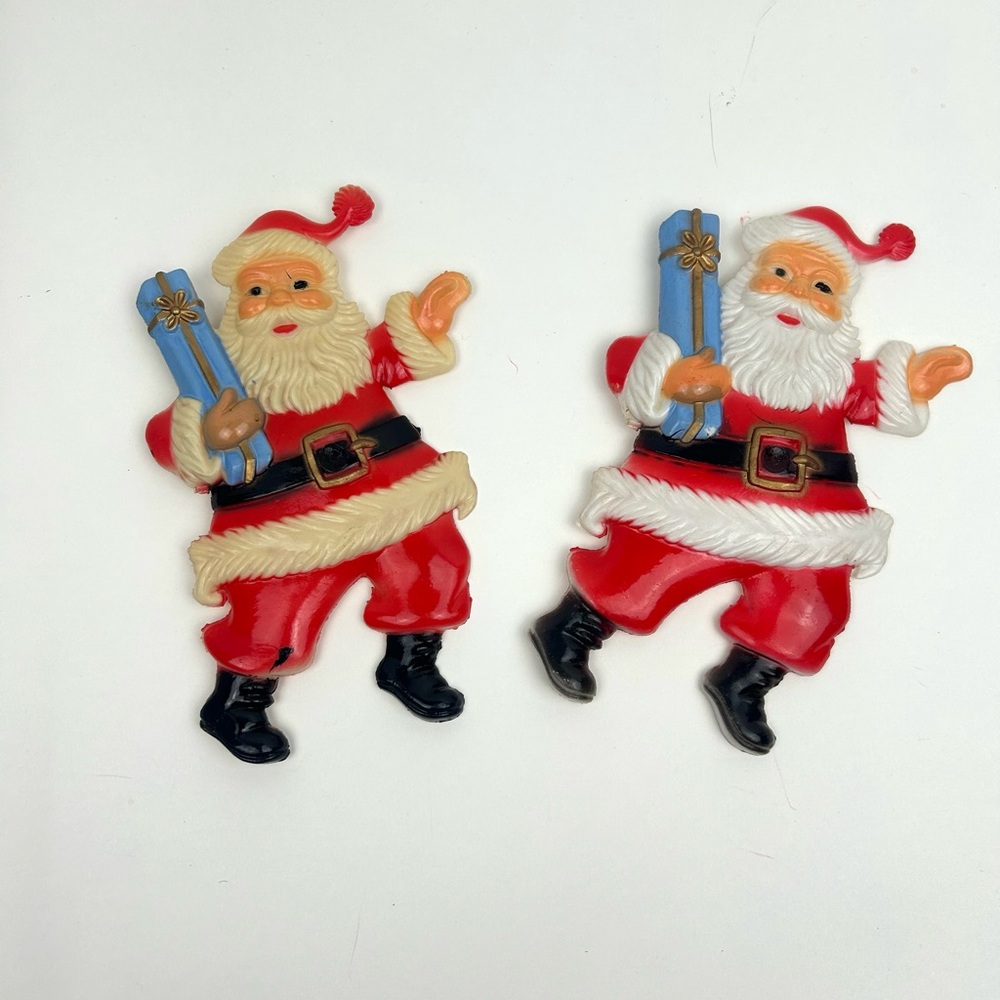 Vintage Santa Plastic Window Hanger Suction Cup Christmas 8" Hong Kong Kitsch